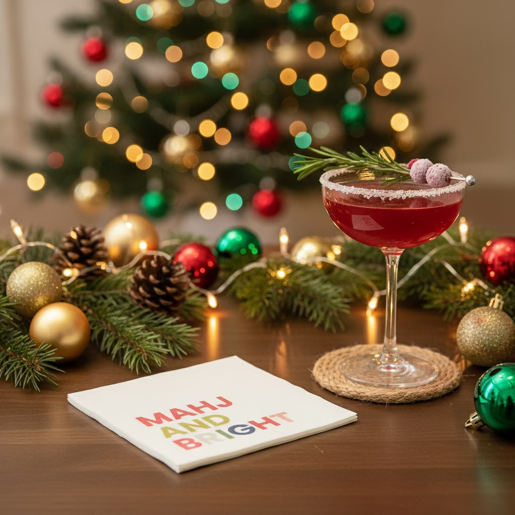 Mahj and Bright Linun Beverage Napkins