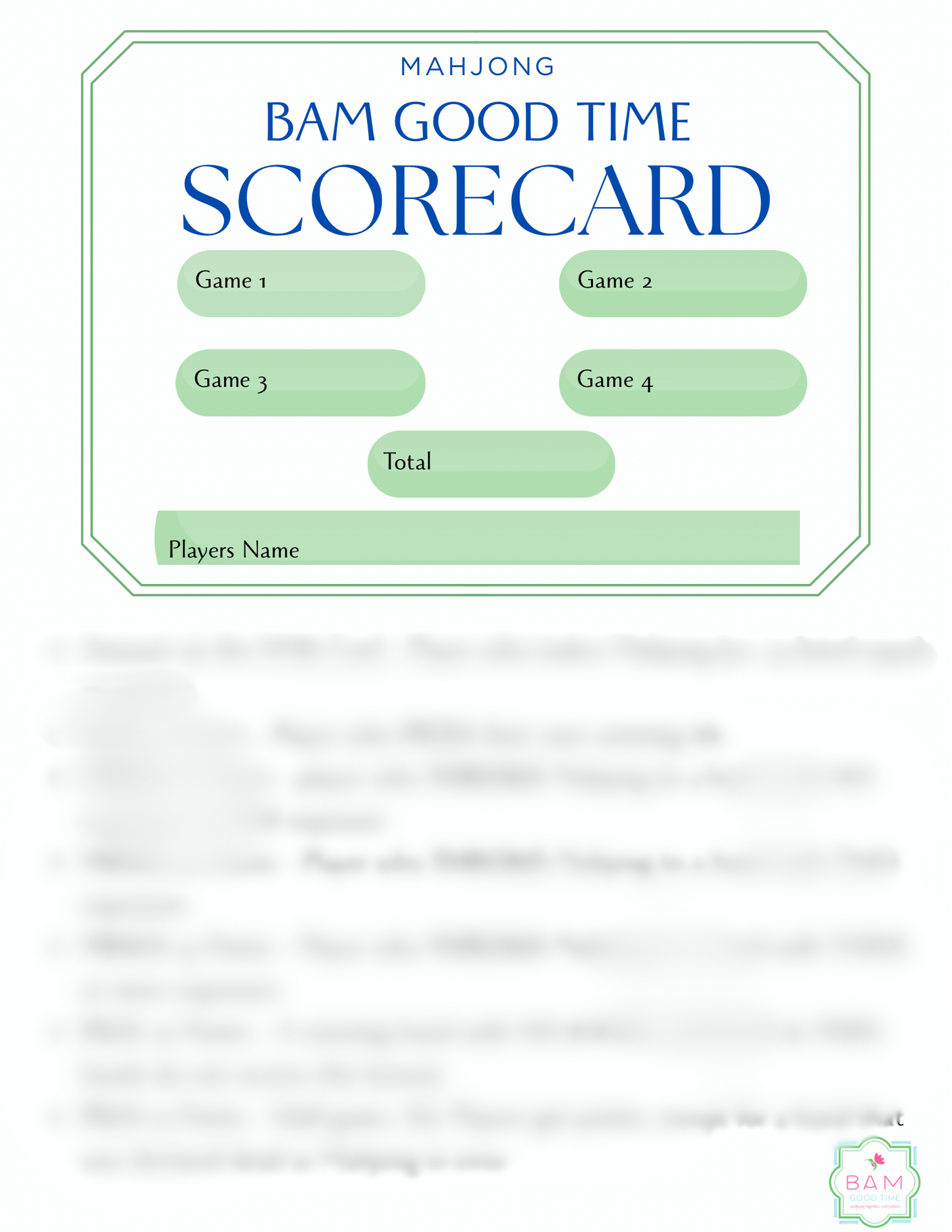 BAM GOOD SCORING PAD