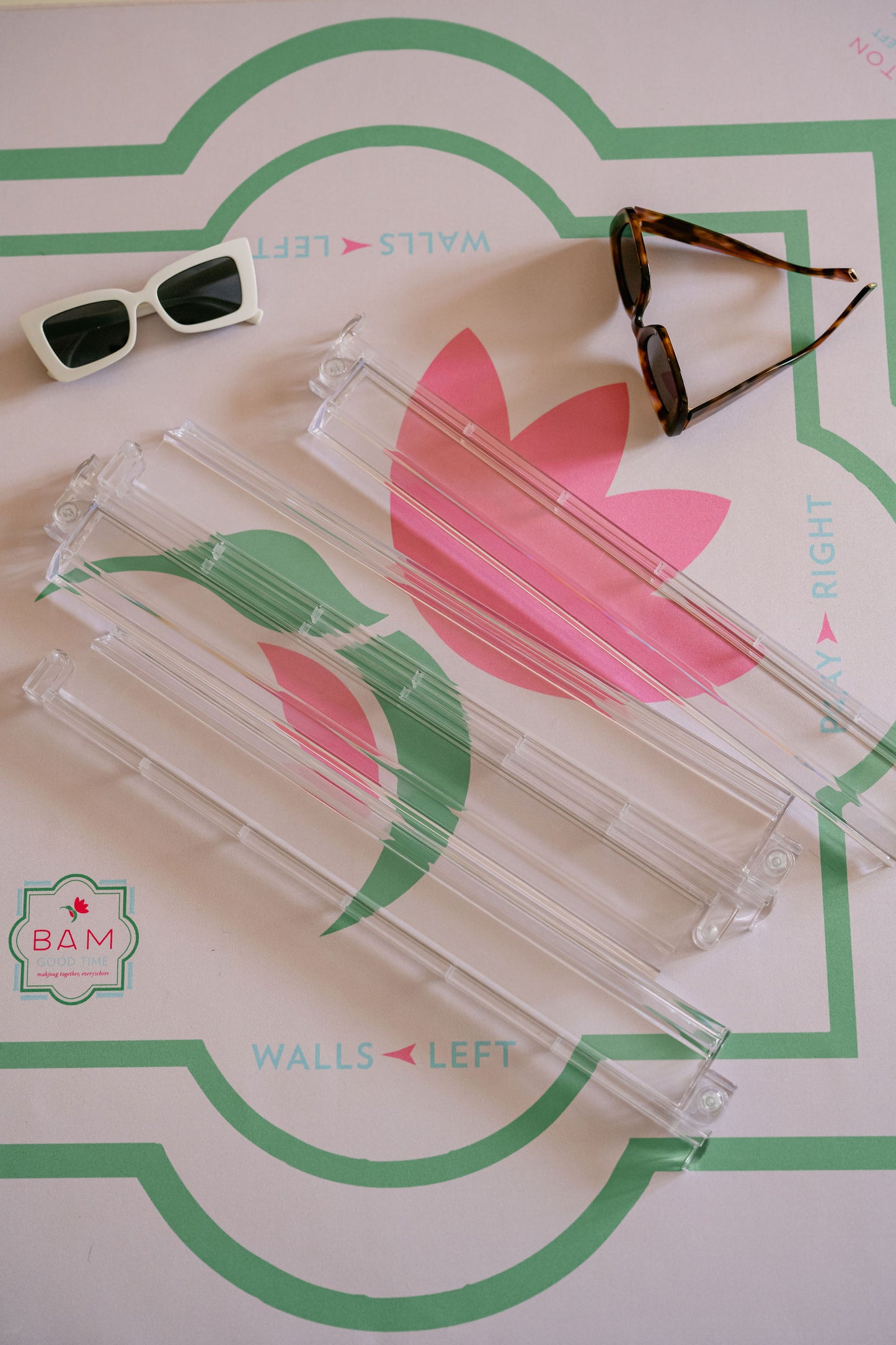 Clear Mahjong Racks Set of 4
