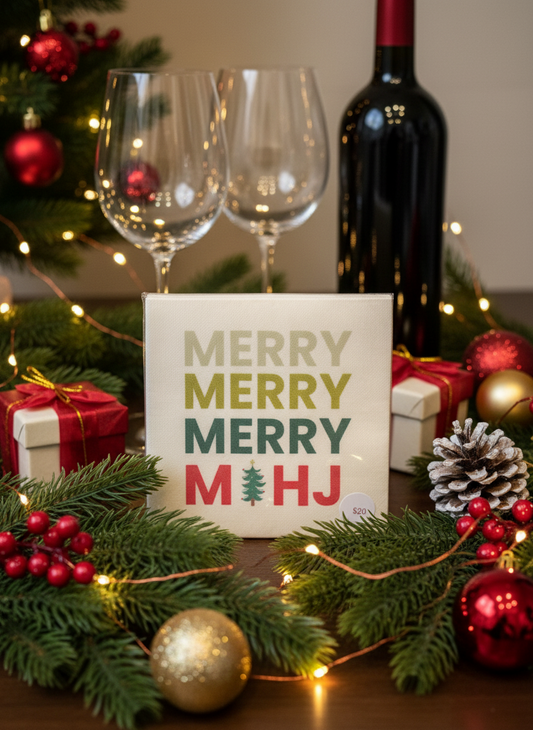 Merry Merry Merry Mahj Linun Beverage Napkins